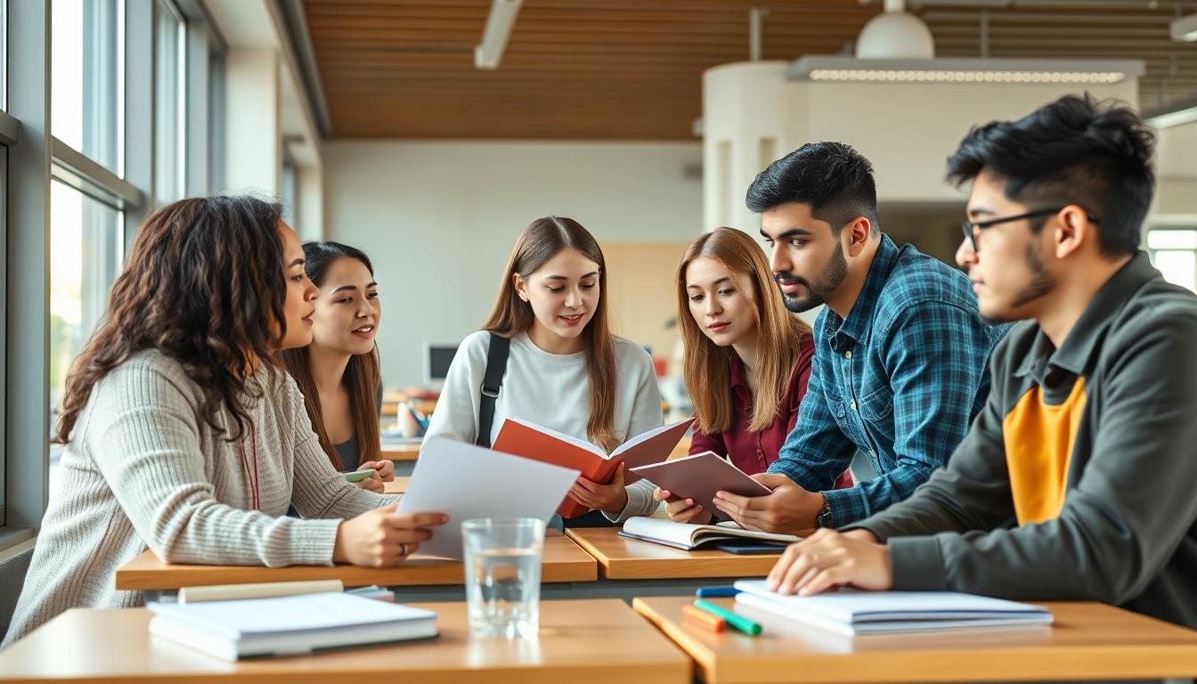 Student using a study guide to organize academic notes